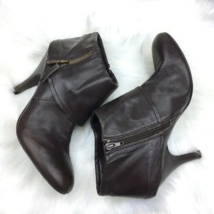 Nine West Zipper Leather Foldover Ankle Boot 10.5